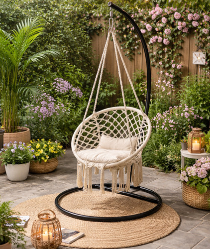 Macrame egg chair swing with - egg,