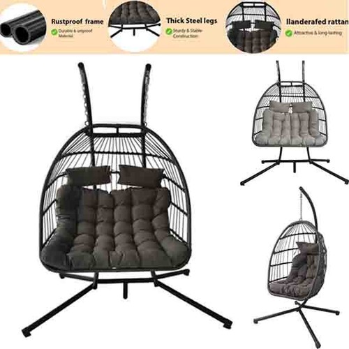 Double hanging egg chair - hanging, with
