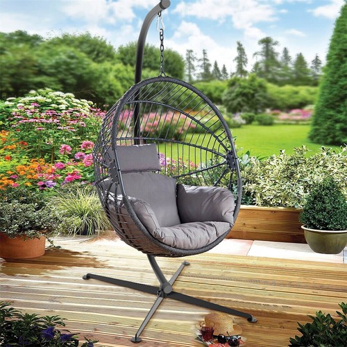 Large rattan hanging egg - rattan, chair